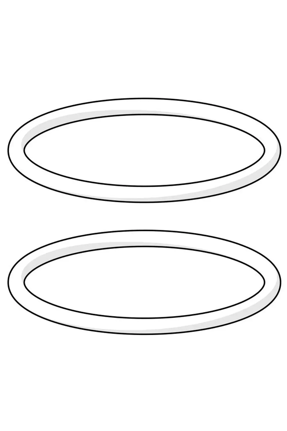 O-Ringe in ovaler Form, angeordnet in zwei Reihen. Die Ringe sind in einem weißen Design mit schwarzen Konturen dargestellt. Produkt von HANSA.